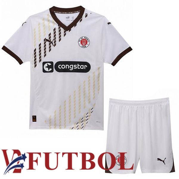 Camisetas De Futbol FC St. Pauli Ninos Segunda Blanco 2024/2025 Camisetas De Futbol FC St. Pauli Ninos Segunda Blanco 2024/2025