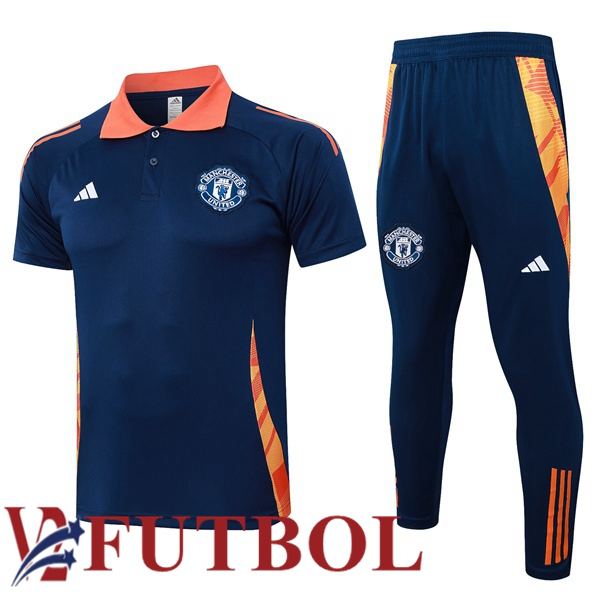 Camiseta Polo Manchester United + Pantalones Azul Real 2024/2025 Camiseta Polo Manchester United + Pantalones Azul Real 2024/2025