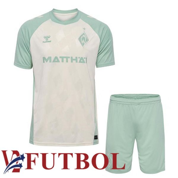 Camisetas De Futbol SV Werder Bremen Ninos Segunda Blanco 2024/2025 Camisetas De Futbol SV Werder Bremen Ninos Segunda Blanco 2024/2025
