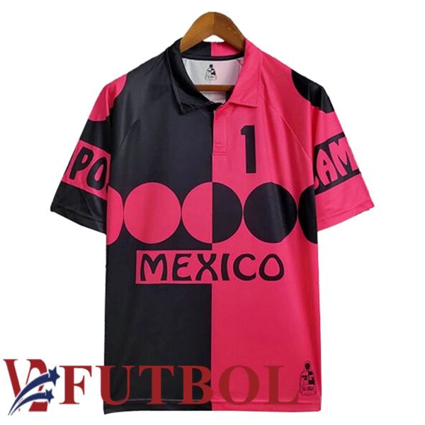 Camisetas De Futbol México Retro Portero Negro/Rosado 1998 Camisetas De Futbol México Retro Portero Negro/Rosado 1998