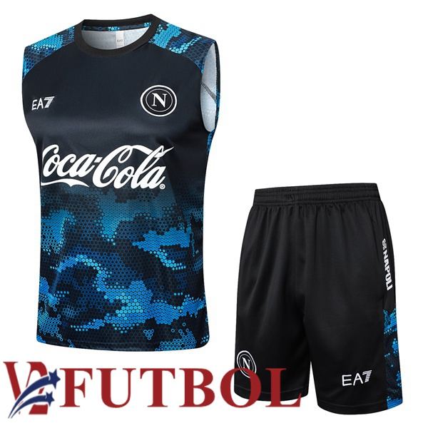 Chalecos De Futbol SSC Napoli + Cortos Azul Negro 2024/2025 Chalecos De Futbol SSC Napoli + Cortos Azul Negro 2024/2025