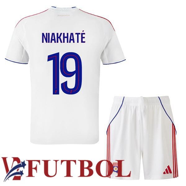 Camisetas De Futbol lyon OL (NIAKHATÉ 19) Ninos Primera Blanco 2025/2026 Camisetas De Futbol lyon OL (NIAKHATÉ 19) Ninos Primera Blanco 2025/2026