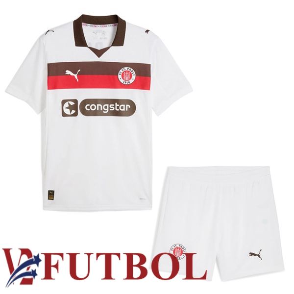 Camisetas De Futbol FC St. Pauli Ninos Segunda Blanco 2025/2026 Camisetas De Futbol FC St. Pauli Ninos Segunda Blanco 2025/2026