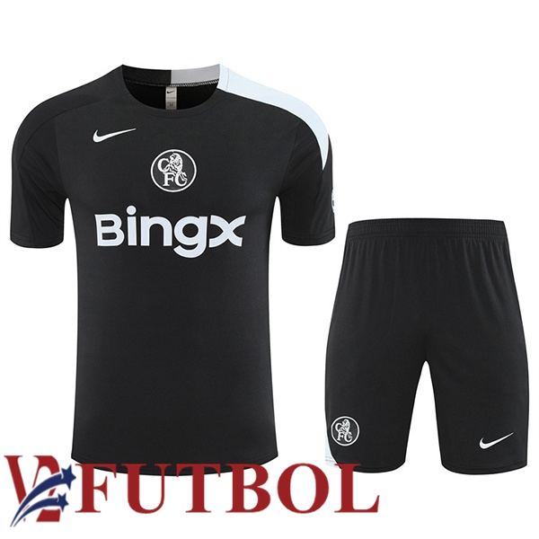 Camiseta Entrenamiento FC Chelsea + Cortos Negro 2025/2026 Camiseta Entrenamiento FC Chelsea + Cortos Negro 2025/2026