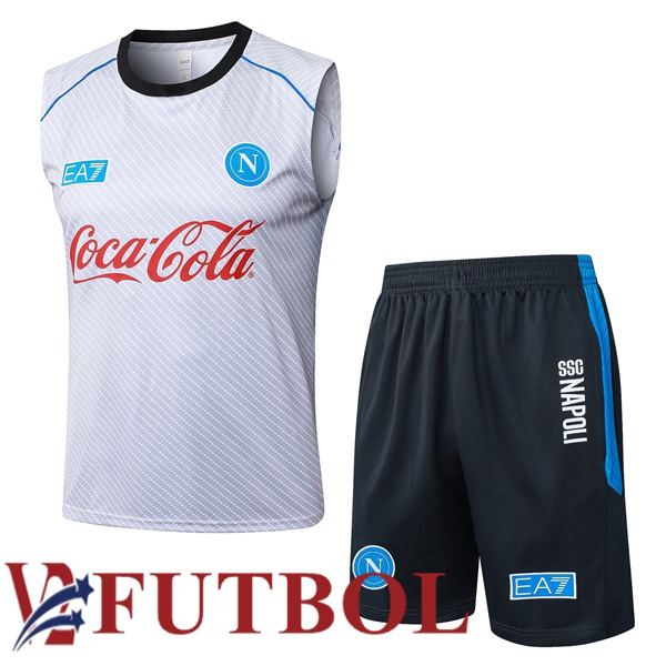 Chalecos De Futbol SSC Napoli + Cortos Blanco 2025/2026 Chalecos De Futbol SSC Napoli + Cortos Blanco 2025/2026