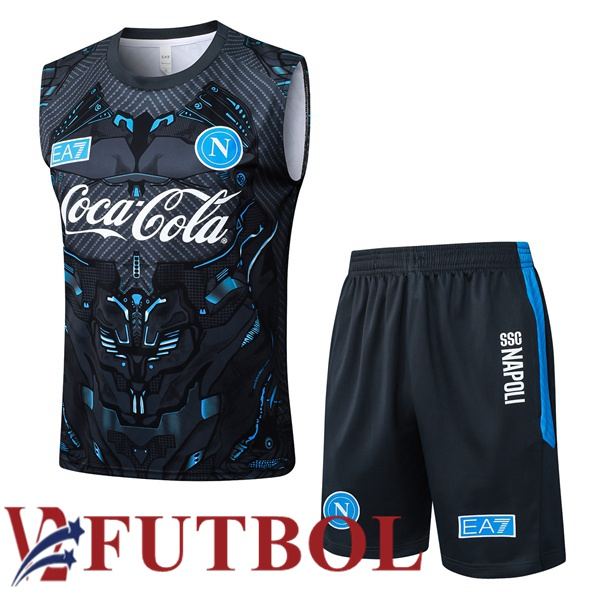 Chalecos De Futbol SSC Napoli + Cortos Negro 2025/2026 Chalecos De Futbol SSC Napoli + Cortos Negro 2025/2026