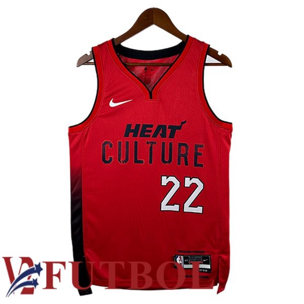Camiseta NBA Miami Heat (Jimmy Butler III 22) Rojo 2024/2025 Camiseta NBA Miami Heat (Jimmy Butler III 22) Rojo 2024/2025