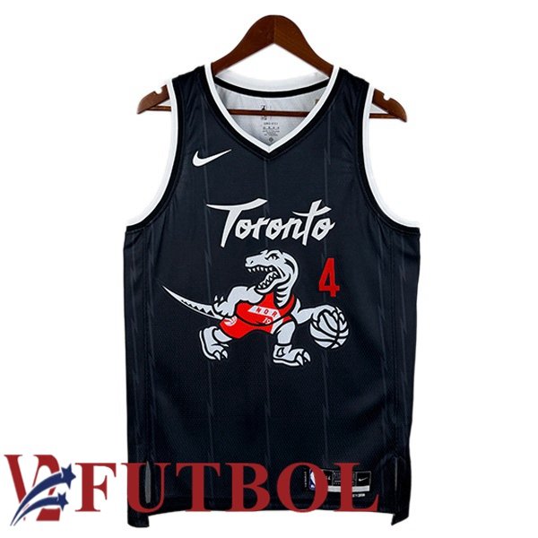 Camiseta NBA Toronto Raptors (Scottie Barnes 4) Negro 2025/2026 Camiseta NBA Toronto Raptors (Scottie Barnes 4) Negro 2025/2026