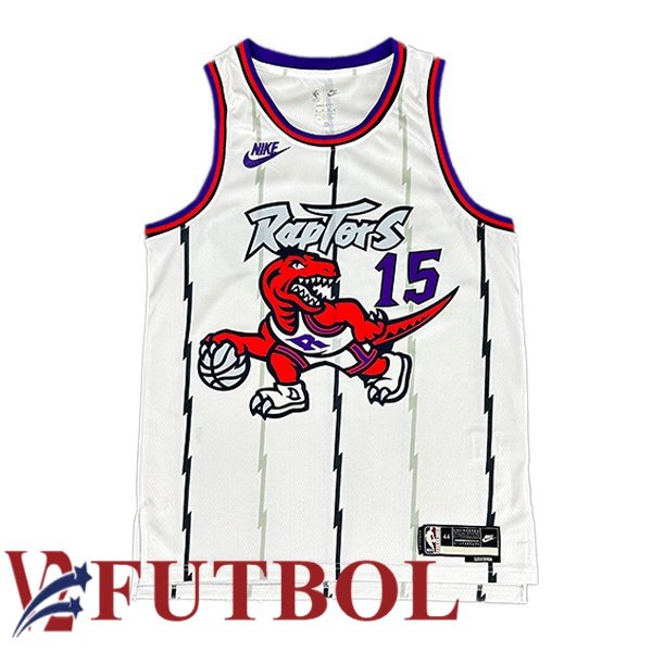 Camiseta NBA Toronto Raptors (Vince Carter 15) Retro Blanco 1998-1999 Camiseta NBA Toronto Raptors (Vince Carter 15) Retro Blanco 1998-1999