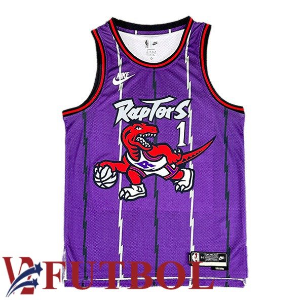 Camiseta NBA Toronto Raptors (Tracy McGrady 1) Retro Púrpura 1998-1999 Camiseta NBA Toronto Raptors (Tracy McGrady 1) Retro Púrpura 1998-1999
