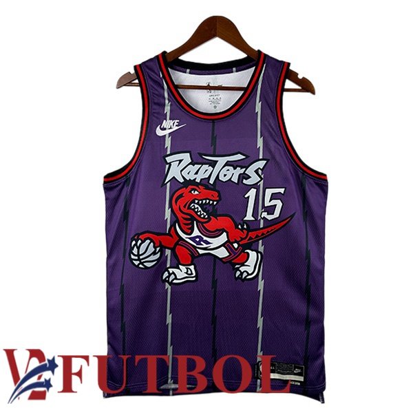 Camiseta NBA Toronto Raptors (Vince Carter 15) Retro Púrpura 1998-1999 Camiseta NBA Toronto Raptors (Vince Carter 15) Retro Púrpura 1998-1999
