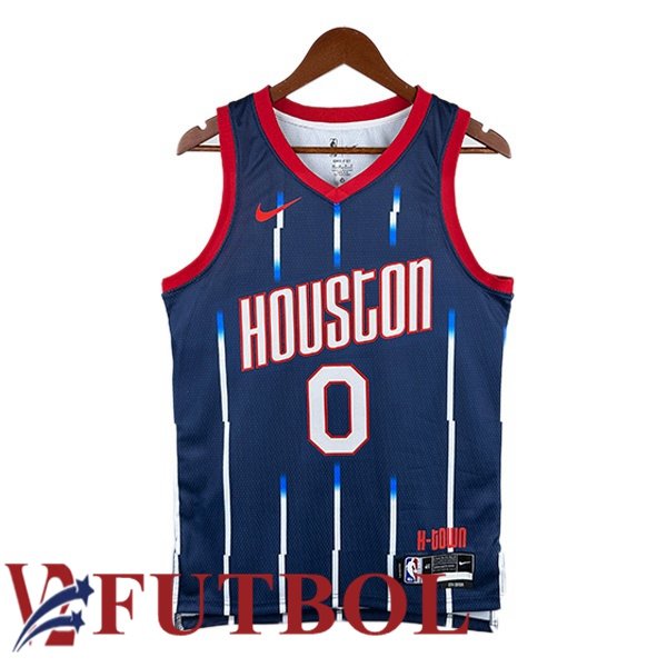 Camiseta NBA Houston Rockets (Russell Westbrook 0) Azul Real 2022/2023 Camiseta NBA Houston Rockets (Russell Westbrook 0) Azul Real 2022/2023