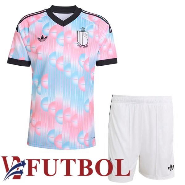 Camisetas De Futbol Bélgica Ninos Segunda Rosado Azul 2026/2027
