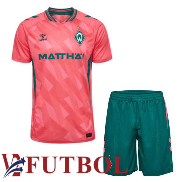 Camisetas De Futbol SV Werder Bremen Ninos Tercera Rosado 2026/2027 Camisetas De Futbol SV Werder Bremen Ninos Tercera Rosado 2026/2027