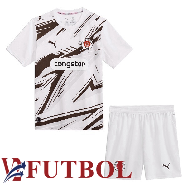 Camisetas De Futbol FC St. Pauli Ninos Segunda Blanco Marrón 2026/2027 Camisetas De Futbol FC St. Pauli Ninos Segunda Blanco Marrón 2026/2027