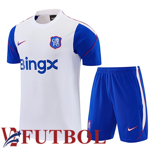 Training T-Shirt FC Chelsea Blanco/Azul 2026/2027 Training T-Shirt FC Chelsea Blanco/Azul 2026/2027
