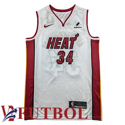 Camiseta Miami Heat (ANTETOKOUNMPO #34) 2026/27 Blanco/Rojo Camiseta Miami Heat (ANTETOKOUNMPO #34) 2026/27 Blanco/Rojo