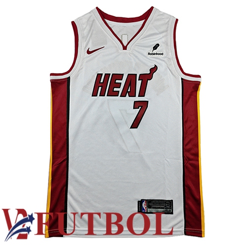 Camiseta Miami Heat (ANTETOKOUNMPO #7) 2026/27 Blanco/Rojo Camiseta Miami Heat (ANTETOKOUNMPO #7) 2026/27 Blanco/Rojo